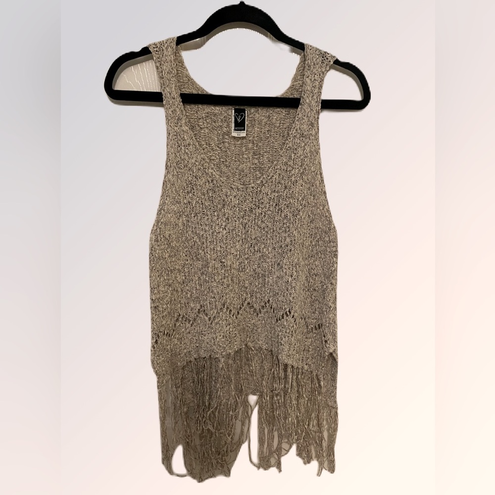 Windsor crocheted tank style top with fringe.